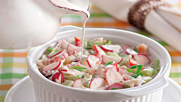 Окрошка с крабовым мясом Окрошка с крабовым мясом