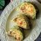 Капуста, запечённая с перловкой, с соусом из зелени и чеснока